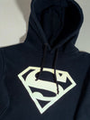 Superman Black Hoodie with Big White S Shield Logo (S)