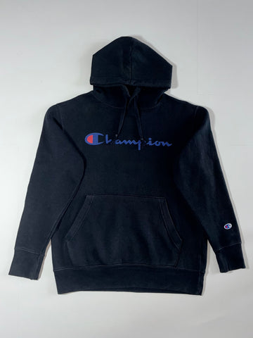 Champion | Black Script Logo Hoodie (S)