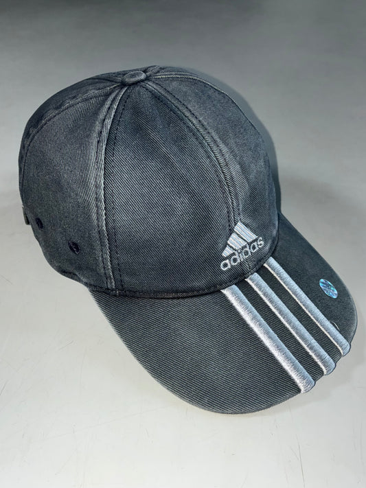 Vintage Adidas 3-Stripe Washed Grey Silver Cap (Adjustable)