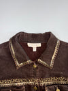 Proportion Petite Weekend Dark Brown Stretch Denim Embellished Jacket (S)