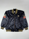 Vintage Snoopy Satin Bomber Jacket – Black/Gold Striped(XL)