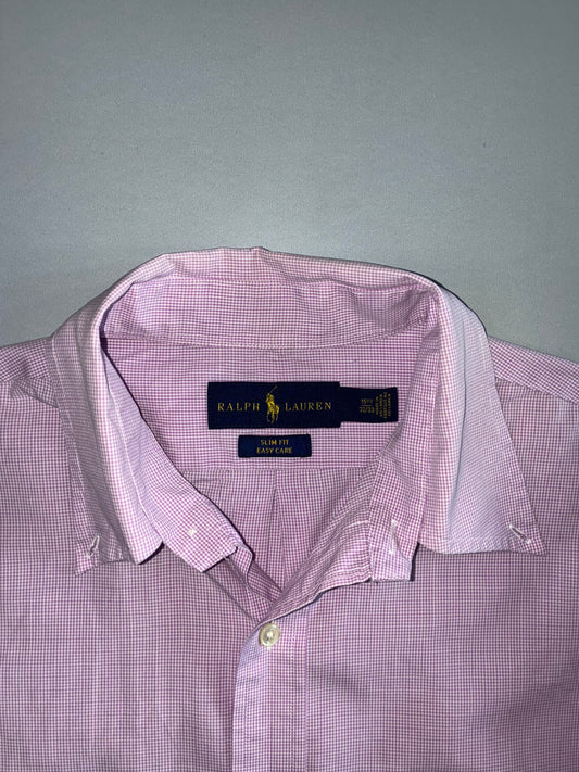 Ralph Lauren Slim Fit Pony Logo Gingham Check Button-Down Shirt Lavender (M/L)