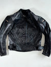 Swift Black & Grey Leather Motorcycle Racing Jacket – Armoured Panels (Padded) (M)