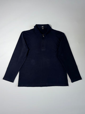 Calvin Klein Quarter-Zip Long Sleeve Polo Shirt – Navy(XL)