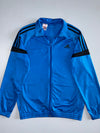 Adidas Three Stripe Full Zip Track Jacket | Royal Blue Black Athletic Training Top (M)