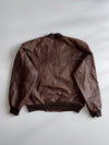 Brown Leather Bomber Jacket with Ribbed Trim (2Xl)