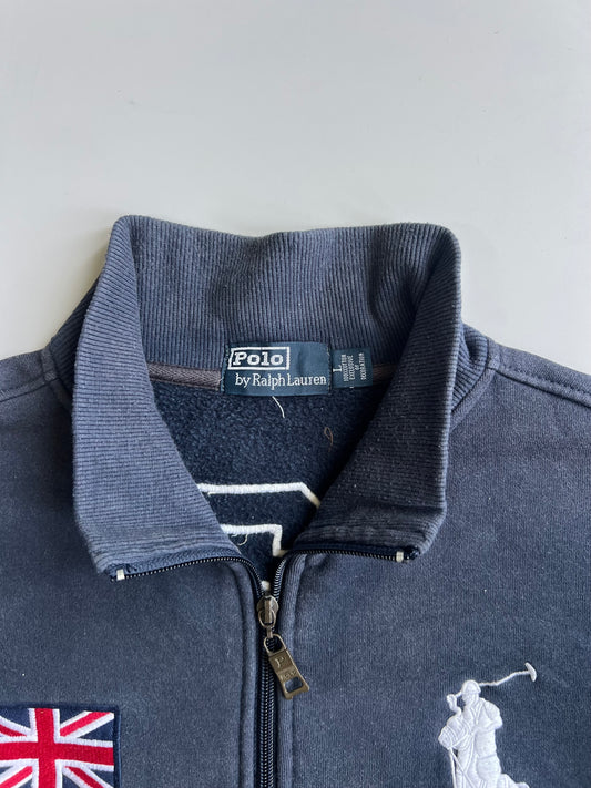 Polo Ralph Lauren Great Britain Union Jack Big Pony #3 Full-Zip Fleece Sweatshirt Jacket Navy (M)