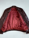 Oxblood Brown Leather Café Racer Jacket with Zip Cuffs (L)