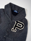 Polo Ralph Lauren “P” Varsity Patch Shawl Collar Cardigan – Charcoal (XXS)