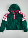 Adidas 3-Stripe Half-Zip Hooded Anorak – Green/Pink (Women's)(L)