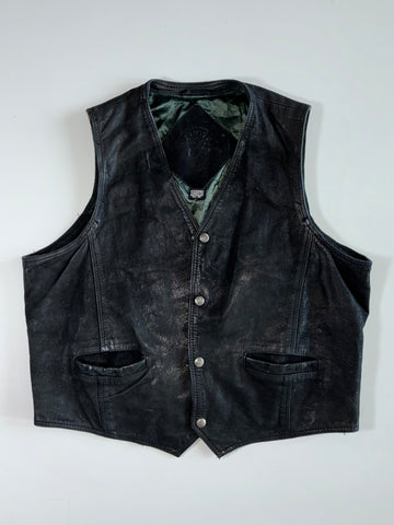 Dakota Concho-Button Leather Vest (XL)