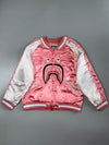 BAPE A Bathing Ape Shark Face WGM Double Zip Pink  Sukajan Bomber Jacket (M)