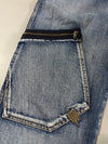 Y2K W.J8.0 Vintage Fatigues Zip Pocket Baggy Jeans – Blue (W:34) (L:43.5)