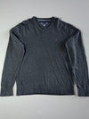 Tommy Hilfiger Pima Cotton Cashmere V-Neck Sweater – Charcoal (M)