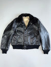 Schott NYC Vintage A2 Flight Pure Leather Bomber Jacket Shearling Fur Lining Made in USA (L)
