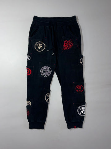 Japanese Oni Kanji & Dragon Embroidered Multi-Pocket Joggers (W:33) (L:38)