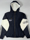 Vintage 90s Adidas Originals Navy Colourblock Hooded Windbreaker — (XL)