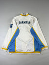 Jordan White Blue & Yellow Basketball Warm-Up Bomber Jacket (XL)