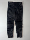 Vintage Black Leather Biker Pants with Padded Ribbed Knees (W:32) (L:37)