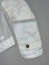 Vintage Armani Jeans White Perforated Leather Café Racer Biker Jacket (L)