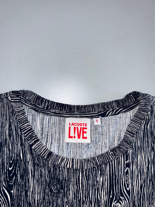 Lacoste Live All-Over Woodgrain Print Tee Navy/White (M)