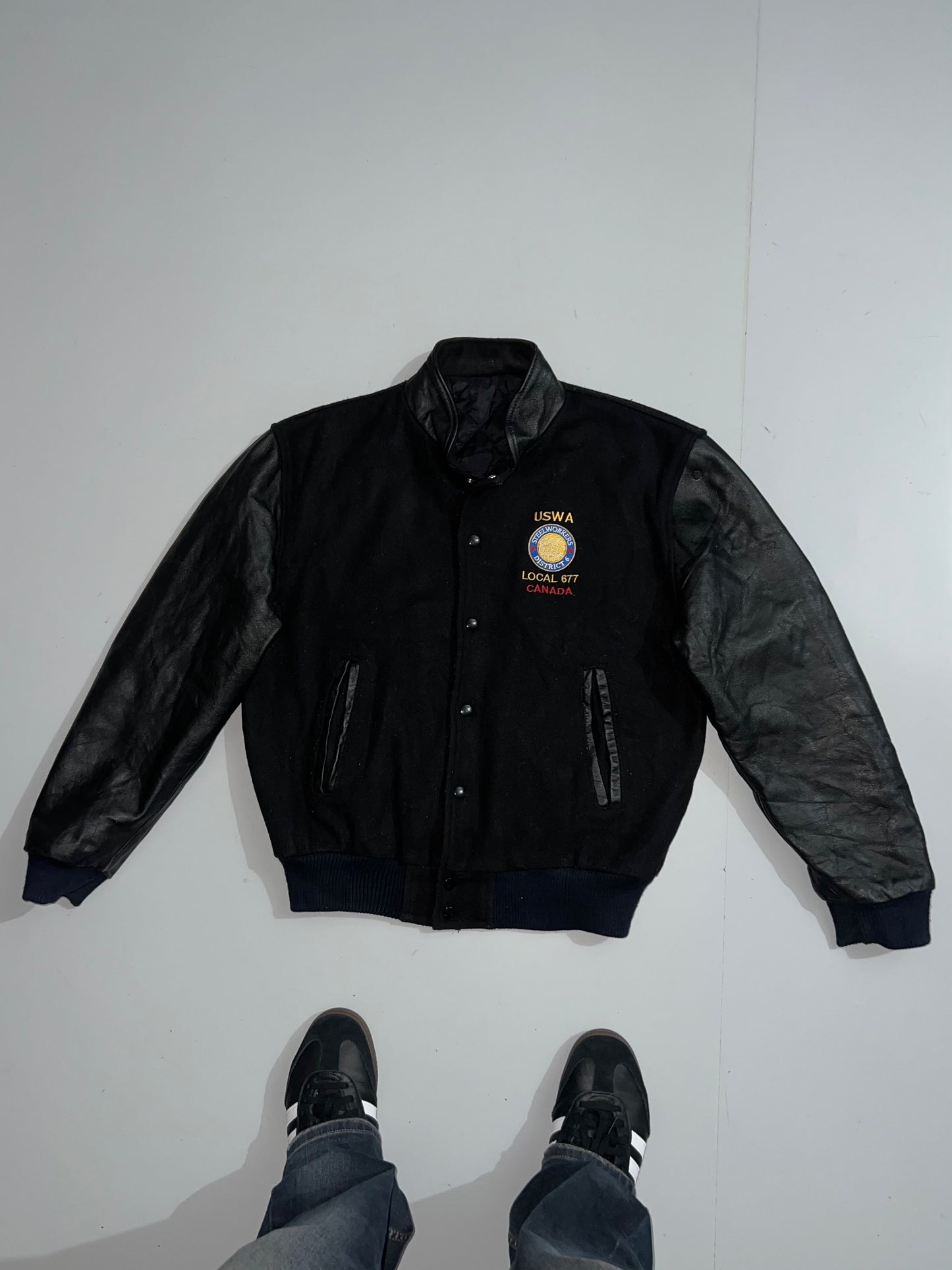 ZSuper Premium Varsity Jacket Original Leather Sleeve (M)