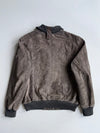 C&A Vintage Grey Suede Pig-Split Shearling Bomber Jacket (L)
