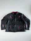 Bering “Queen” Black & Pink Leather Moto Jacket (WT7) Padded (Women’s) (XL)