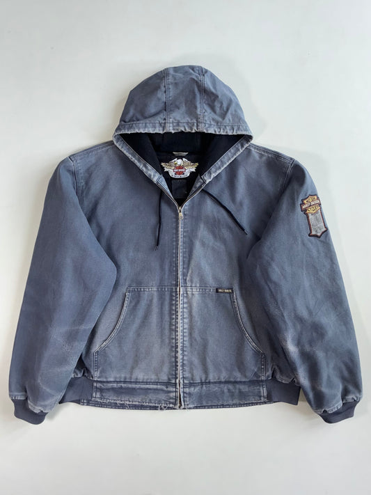 Vintage 2009 Harley-Davidson MotorClothes Faded Canvas Hooded Work Jacket(2Xl/3Xl)