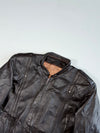 Vintage Dark Brown Leather Zip-(S)