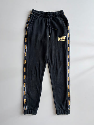 Puma Sportswear Collection Joggers Black Gold Logo Taped Sweatpants  (W:27) (L:40)