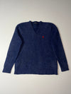 Polo Ralph Lauren Heather Navy V-Neck Knit Sweater (XS)