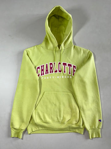 Vintage Champion Lime Green Charlotte College Hoodie (S)