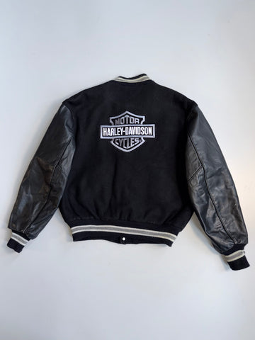 ZHarley-Davidson DeLong Leather Sleeve Varsity Jacket (USA Made) (M/L)