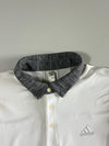 Adidas White Long Sleeve Polo, Heather Grey Collar (2XL)