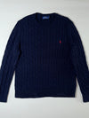 Polo Ralph Lauren Navy Cable Knit Crewneck Sweater (XL)