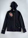 LA Ink Knightsbridge Rose Dagger Embroidered Black Zip-Up Track Jacket With Detachable Cap (S)