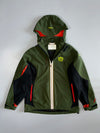 Fila Technical Hooded Outdoor Jacket | Olive Green Black Red Colorblock Military Crest (L)