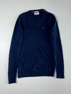 Hilfiger Denim | Navy V-Neck Sweater – Flag Logo | (XS/S)