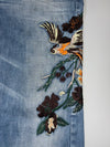 Vintage Y2K Bird & Floral Embroidered Baggy Jeans (W:33) (L:42)