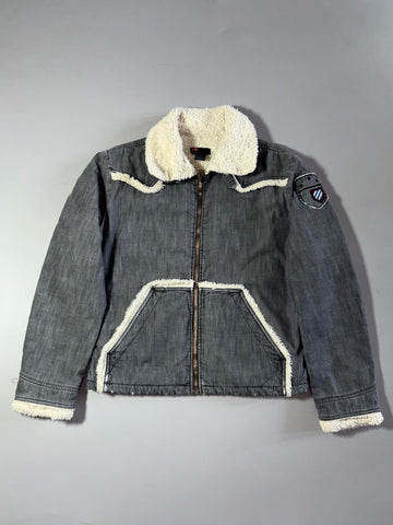 Diesel Sherpa-Lined Grey Utility Jacket (Fur inside) (M)