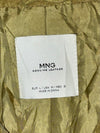 Mango MNG Olive Suede Leather Biker Jacket with Silver Zips & Snap Lapels,Women’s(S)
