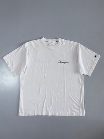Champion White Script Logo T-Shirt – Size (XL)