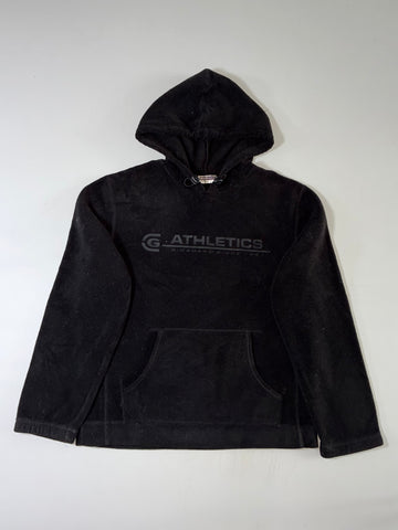 Giordano Black Fleece Hoodie – “G Athletics” Tonal Print  (L)