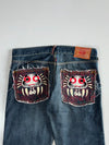 RMC Red Monkey Daruma Embroidered Jeans (W:38 |L:45)