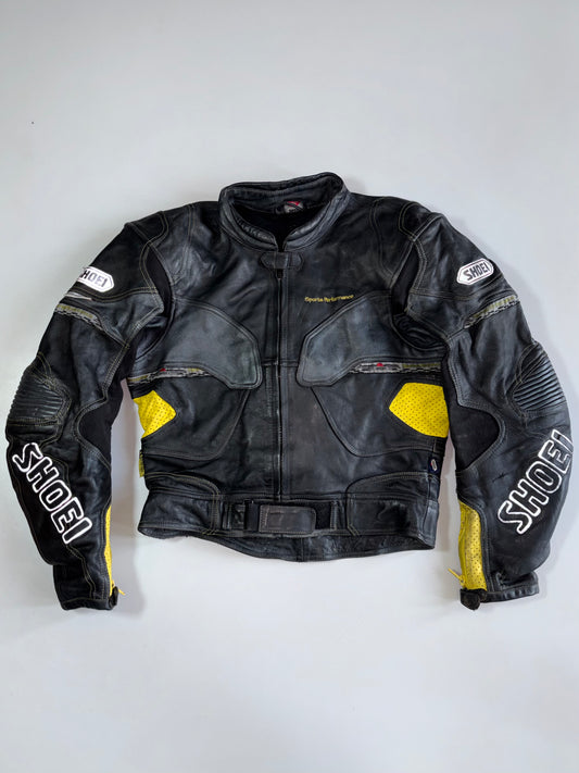 Vintage Shoei’s Original Pure Leather Paded Racing Jacket With Reflective Logo’s (M)