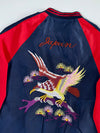 Vintage Eagle Embroidered Varsity Bomber Jacket Navy/Red (S)