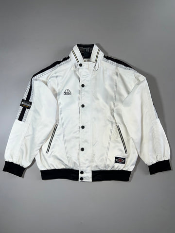 Vintage 90s Kappa White & Black Bomber Jacket (2XL)