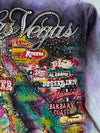 Vintage 1987 Alamo Designs | Rare Hand-Painted Rhinestone Denim Jacket | Las Vegas (XL)