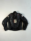 Ghost Racing Leather/Textile Hybrid Motorcycle Jacket Black/Red/White, CE Armour,Back Hump, Padded (S)